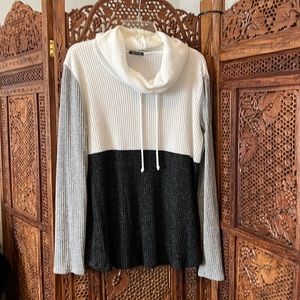 Pink Clover Thermal color block cowl neck